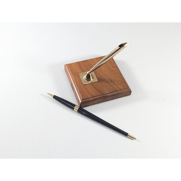 Vintage SHEAFFER wooden pen stand with replacement (non-Sheaffer) ballpoint pen - Picture 6 of 8